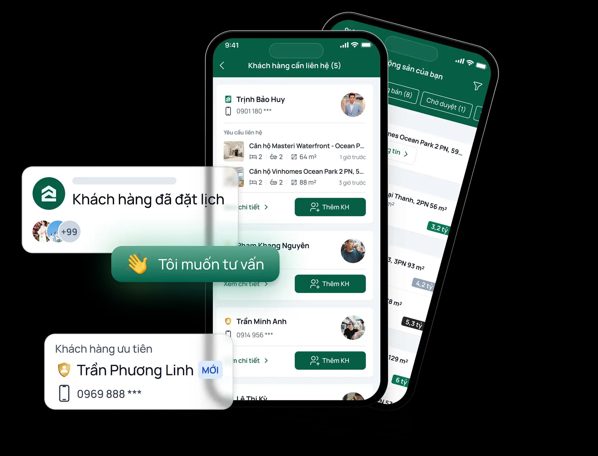Hình danh sách bất động sản trên app HouseNow